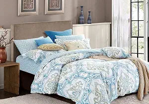 Creative Cotton Duvet Cover Queen Medallion Reversible Damask Medallion Comforter Cover with Zipper Closure 3 Piece Set 1 Duvet Cover & 2 Standard Pillow Shams