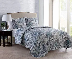 VCNY Home Lawrence 3-Piece Bedding Set, Queen/Full, Blue