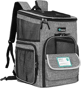 PetAmi Dog Backpack Carrier, Airline Approved 4-Way Entry Cat Backpack Carrier, Ventilated Mesh, Collapsible Pet Carrier for Small Puppy, Kitten, Hiking, Travel Car, Vet, up to 18 lbs, Heather Gray