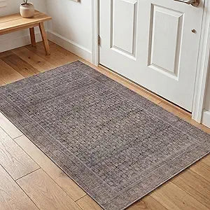 Kuden 3x5 Small Rug, Machine Washable, Non-Slip Backing, Vintage Style, Soft, Low Pile, Area Rugs for Entryway Kitchen Indoor Entrance