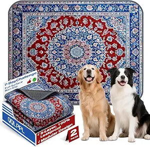 Washable Reusable Dog Pee Pads for Cats 2 Pack Waterproof Non-Slip | Pet Puppy Pads For Potty Training, Whelping, Playpen & Crate, Prevents Leakage