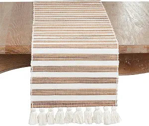SARO LIFESTYLE Water Hyacinth Woven Table Runner Natural Non-Reversible Decorative Runner for Dining Table, 14"x72"