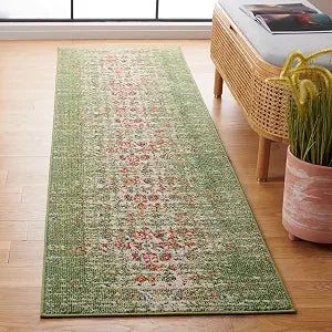 SAFAVIEH Monaco Collection Runner Rug - 2'2" x 8', Sage & Rust, Boho Distressed Design, Non-Shedding & Easy Care, Ideal for High Traffic Areas in Living Room, Bedroom, Dining (MNC208W-28)