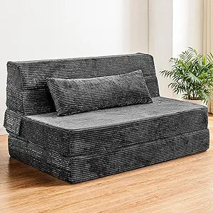Cvortll Folding Sofa Bed, Convertible Sleeper Chair with Pillow, High Density Memory Foam Fold Out Couch, Foldable Mattress Futon Sofa for Living Room/Dorm/Guest Use/Apartment/Home Office
