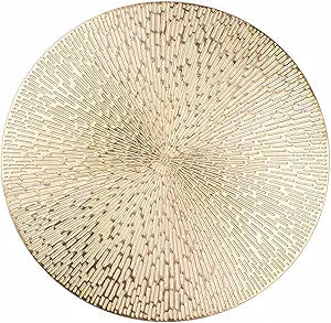 Snowkingdom Gold Placemats Set of 18, 15 Inch Round Vinyl Metallic Place mats, Golden Washable Easy Clean Wipeable Non Slip Stain Resistant Kitchen Dining Table Mats for Halloween Party Decoration