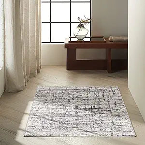 Calvin Klein CK950 Rush Ivory Grey 3'2" x 5' Area Rug - Easy Clean, Non Shedding, Bed Room, Living Room, Dining Room, Kitchen (3' x 5')