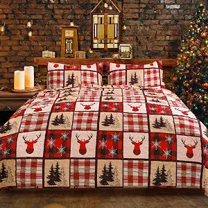ROMROL Christmas Quilt Set Queen Size Red Bedding Comforter Lightweight