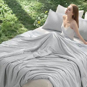 Bedsure SleepEase Cooling Comforter King Size for Summer, 3 Pieces Grey Seersucker Cooling Comforters for Hot Sleepers, Double-Sided Cool Tech Bedding Set with 1 Breathable Comforter, 2 Pillowcases