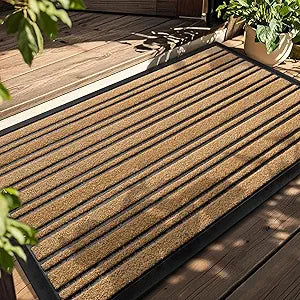 BEHERO Door Mat Outdoor Entrance, Extra Durable Front Door Mat Outside, Heavy Duty Welcome Mat for Outside Entry, Back Door Mats Non Slip, Waterproof All-Season Doormats, 36x24 Inch, Yellow