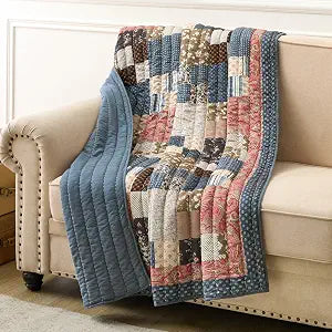 Greenland Home Shiloh Traditional Calico Print Quilted Throw Blanket, 50" x 60"