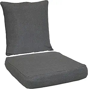 Sunnydaze 2-Piece Indoor/Outdoor Back and Seat Cushion Set for Deep Seating Patio Chair - Gray