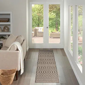 Nourison Home Positano Natural 2'2" x 12' Area Rug - Easy Clean, Non Shedding, Bed Room, Living Room, Dining Room, Kitchen (12' Runner)
