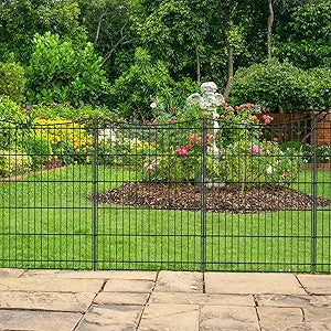 INJOPEXI Decorative Garden Fence 6 Panels 13ft(L)36in(H) Garden Fences with 6 Panels Rustproof Metal Wire No Dig Temporary Animal Barrier Fencing Outdoor Dog Fence for Yard Patio - Without Gate
