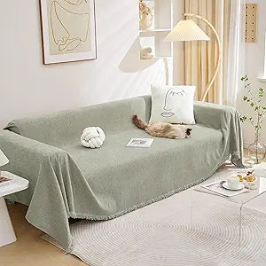 MEETSKY Sofa Covers for 3 Cushion Couch Sectional Couch Covers Washable Soft Chenille Blend Furniture Protector Sofa Throw Cover Decorative Modern Style for Living Room, 91" x 134", Sage Green