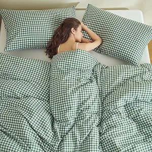 Green Gingham Comforter King Size 3���Piece Microfiber Bedding Set