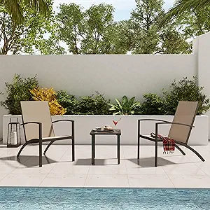 LAUSAINT HOME 3-Piece Bistro Set, Outdoor Textilene Fabric Furniture Set with Patio Table and Chairs, Patio Set for Porch, Balcony, Garden, Backyard