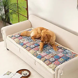 Couch Cover for Sofa, Sectional Couch Cover for Dogs, Sofa Cover Washable, Cushion Cover Blanket Pad Bed Mat for Pets, Boho Furniture Protector, Blue, 27.6x70.9in