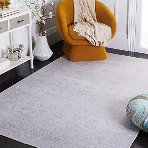 SAFAVIEH Washable Rug Tucson Collection - 4' Square, Beige & Beige, Slip Resistant & Easy to Clean, Ideal for Foyer, Kitchen, Nursery, Office, Bedroom (TSN199B)