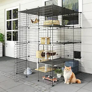 Oneluck 55 Inch Catio Outdoor Cat Enclosure with Super Large Enter Door, Balcony Cat Playpen with Platforms,DIY Outside Cat Patio Large Exercise Place Ideal for 1-3 Cats