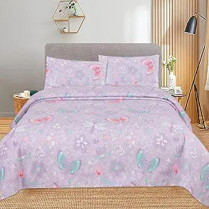 MK Collection Sheet Set Kids Teens Butterfly Lavander Aqua Blue Pink Luxury Sheet Set New (Queen)
