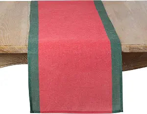 SARO LIFESTYLE Bordered Linen Blend Table Runner - Decorative Table Runner for Dining Tables, Everyday Entertaining, Kitchen Dcor, and Layered Tablescapes, 16"x72", Red