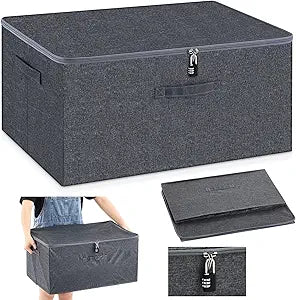 Briwooody Discreet Lockable Toy Bag Storage Organizer Toy Bag Storage Bins Case with Zipper Lid for Women and Men Clothes Container (Gray,23.6 x 15.8 x 11.8 Inch)