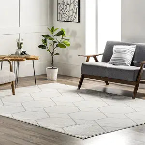 nuLOOM Veronica Geometric 4x6 Area Rug for Living Room Bedroom Dining Room Kitchen, Beige/Ivory