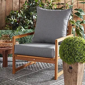 Modern Outdoor Sunbrella Fabric 2-Piece Deep Seat Chair Cushion, Cast Slate