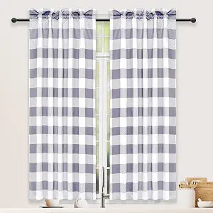 Simple Deluxe Blackout Window Curtains Thermal Insulated Grommet Drapes, Eco-Friendly & Noise Reducing Treatments, Room Darkening for Kitchen, Bathroom Basement, 2 Tiers W26 x L45 Set
