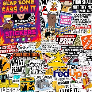 225PCS Slap Some Sass Hard Hat Stickers Pack for Adults by Puraesla - Humor Waterproof Vinyl for Welding Helmet, Tool Box, Electrician, Mechanic Tools - Blue Collar Gifts for Co-Workers