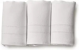 Solino Home Linen Hand Towels Set of 3-100% Pure Linen White Hand Towels for Bathroom 14 x 24 Inch - Quick Dry & Machine Washable Handcrafted from European Flax