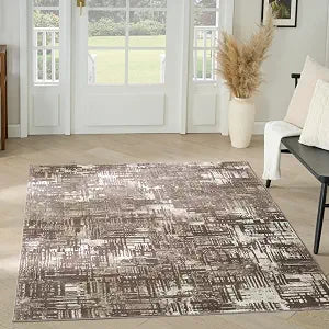 Nourison Home Dekor Brown 4' x 6' Area Rug - Easy Clean, Non Shedding, Bed Room, Living Room, Dining Room, Kitchen (4' x 6')