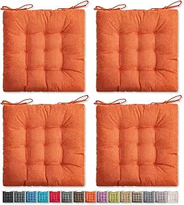 SQUARE MOON 4 Pack Chair Cushions, Seat Cushions, Chair Pads, Chair Mat for Indoor, Outdoor Dining Chair, Kitchen Chairs, Dining Room Chairs (16" 16" 4 Pack, Orange)