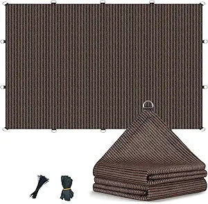90% 12x12ft Sun Shade Cloth with D-Rings, Breathable Pergola Shade Cover with Reinforced Webbing at Every D-ring and Corner200GSM Sun Shades for Outdoor Patio, Garden, Deck & Backyard (Mocha)