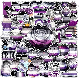 Pack 50 PCS Asexual Pride Stickers Nonsexual LGBT Theme Waterproof Sticker Small Vinyl Decals Decor Water Bottles Laptop Phone Cup Scrapbooking Luggage Gifts Birthday for Teens Adults