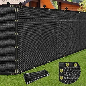 5 x 50FT Privacy Screen Fence Black Heavy Duty Mesh Fencing Shade Net Cover with Reinforced Bindings 100 Straps for Outdoor Chain Link Fence Patio Wall Garden Backyard, Black