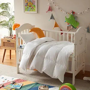 Three Geese Lightweight Toddler Comforter, All Season Down Blanket for Kids, 45x60 Inch White Duvet Insert with Soft Cotton Blend Fabric