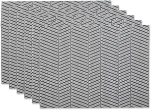 DII Farmhouse Stripe Woven Tabletop Collection Placemat Set, 13x17.25, Gray, 6 Piece