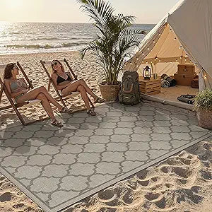 6x9 Indoor Outdoor Area Rug Washable Patio Rug Brown Non Slip High Traffic Waterproof Carpet for Living Room Bedroom Porch Backyard Deck Balcony RV Camping Garden Picnic