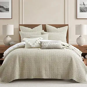Levtex Home Mills Waffle King/Cal King Quilt Set (106x92in) with 2 Pillow Shams (36x20in) - Wheat - Cotton Waffle King Size Quilt Bedding Set - Lightweight, Soft, Pre-Washed