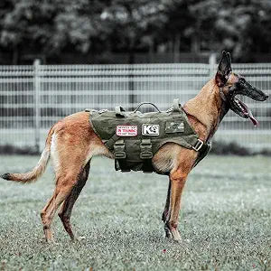 PETAC GEAR Tactical Dog Harness No Pull for Large Working Dogs Military Dogs Vest Police Service Training Dogs Molle Harnesses with Handle