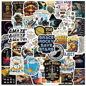50PCS Project Hail Mary Stickers,Water Bottle Stickers Waterproof Vinyl Decals, Movie Stickers for Laptop, Phone, Journal, Skateboard, Guitar, Bike (White)