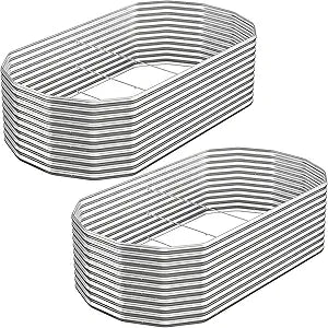 Raised Garden Bed Outdoor Upgrade Oval 2 Pack Tall 8x4FT, Galvanized Metal Garden Beds to Grow More in the Same Space, Raised Beds for Gardening Vegetables & Flowers Reinforced Design