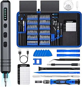 Mini Electric Screwdriver Set 140-IN-1: UnaMela Small Electric Screwdriver Cordless - 120 Precision Bits, 5 Torque Settings, LED Light, Magnetic Power Screwdriver Repair Tool Kit for PC RC Electronics