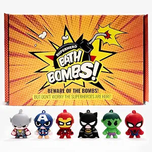 Kids Bath Bombs with Toys Inside, 6 Superhero Surprises