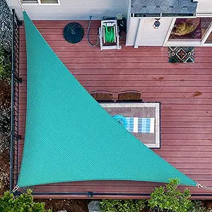 ShadeMart 12' x 12' x 17' Turquoise Right Triangle Sun Shade Sail SMSLT Canopy Fabric Cloth Screen, Water Air Permeable & UV Resistant, Heavy Duty, Carport, Patio, Outdoor - (We Customize Size)