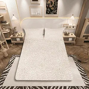 jejeloiu Leopard Print Fitted Sheet Twin Size 16" Deep Pocket