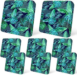 pickyNproud 8Pcs Patio Cushion Covers Stretch Outdoor Couch Cushions Slipcovers Replacement Washable Furniture Protector with Elastic Bottom Sofa Chair Seat Cover, Palm Leaves