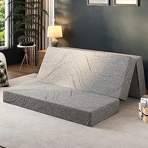 4 Inch Folding Mattress Full Size, Memory Foam Trifold Mattress Topper for Guest, Camper & Murphy Bed, Foldable Mattress with Washable Cover & Non-Slip Base, 75" x 54" x 4"