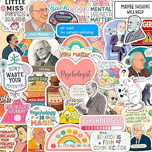 100Pcs Psychology Stickers for Laptop, for Water Botttle - Funny Psychologist Stickers for Therapist - Psychology Party Supplies - Gift for Women & Men